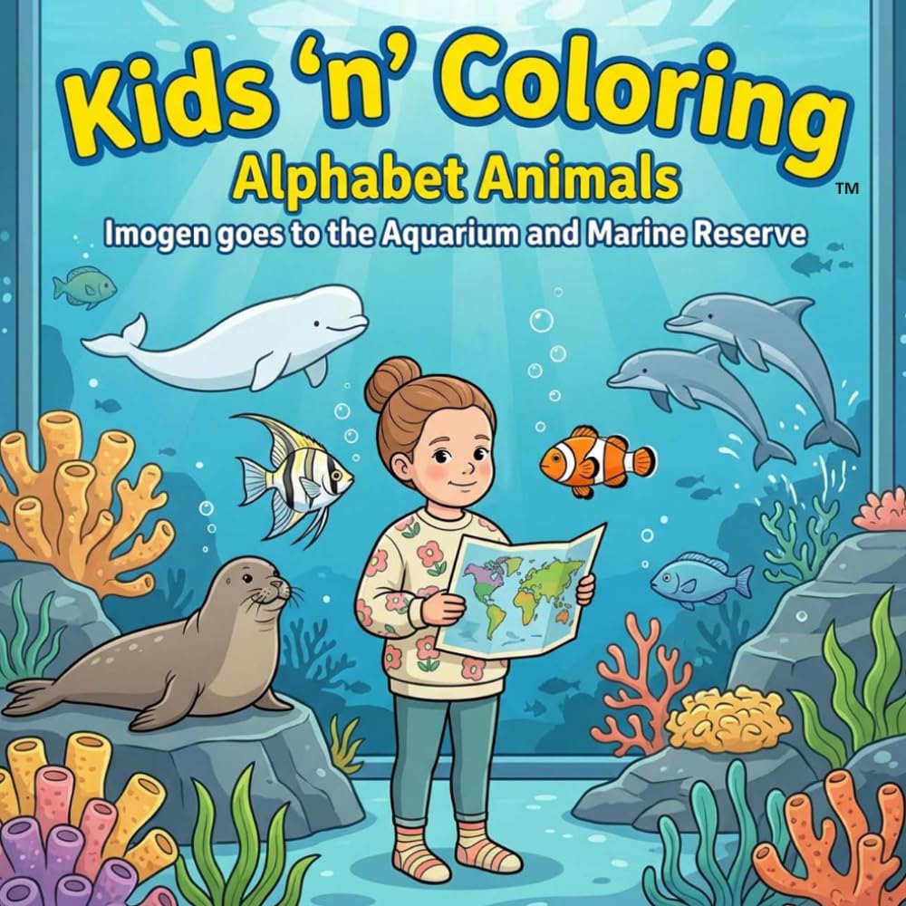 Kids ‘n’ Coloring: Alphabet Animals – Imogen goes to the Aquarium and Marine Reserve: ABC Coloring Book for Toddlers Ages 3+, Learn the Alphabet with ... Book (Kids 'n' Coloring, Alphabet Adventures)
