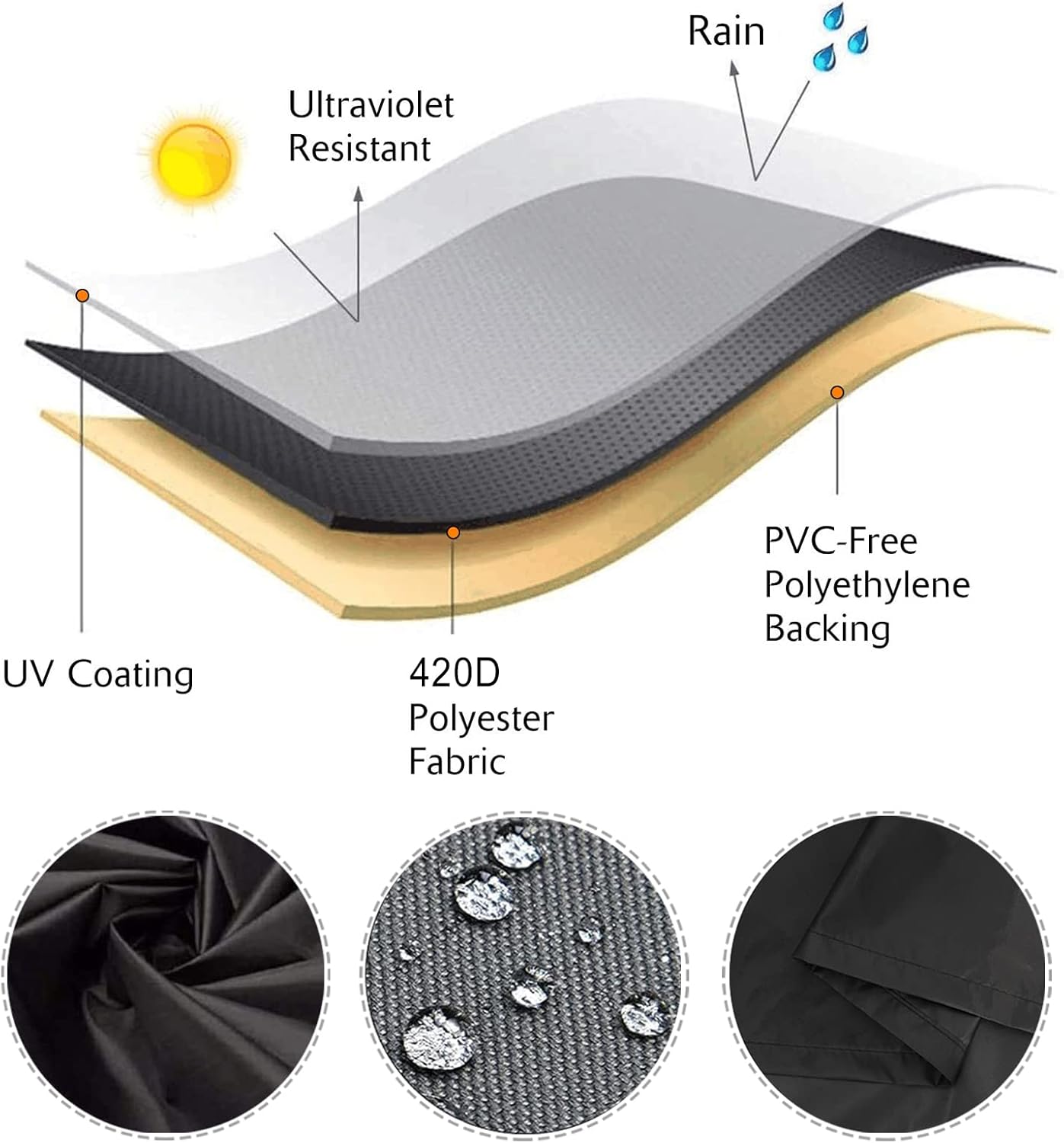 Zipper Stacking Chair Cover 420D, Quick Installation Patio Chair Cover, Outdoor Patio Furniture Covers for Stacked Chairs, Outdoor Lawn Dining Chair Covers with Zipper 2 Pack