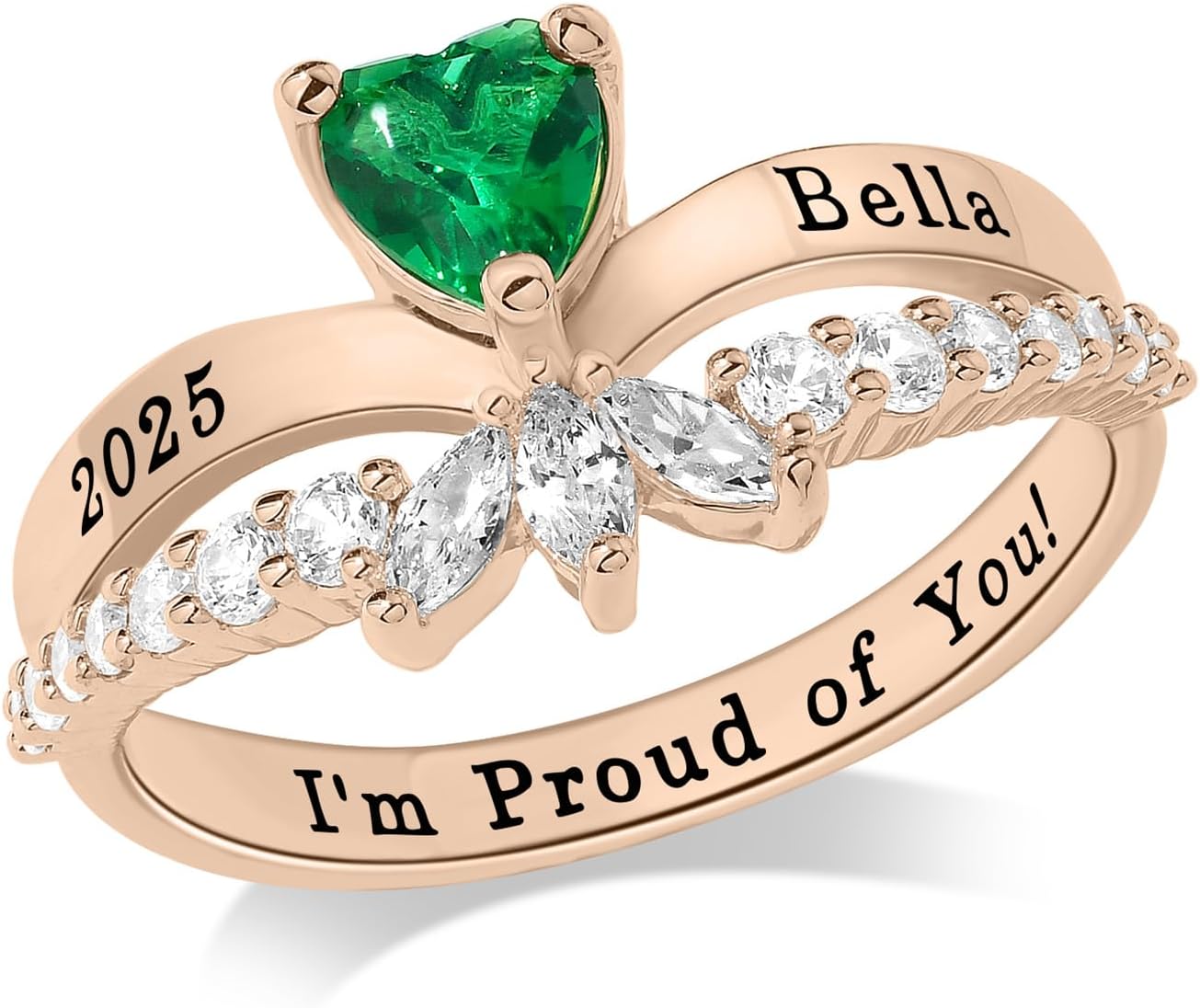 LucySky Personalized Birthstone Rings for Women Mothers Ring with Name Engraved 925 Sterling Silver Promise Ring for Her Mother's Day Birthday Jewelry Gifts for Mom Grandmother Wife
