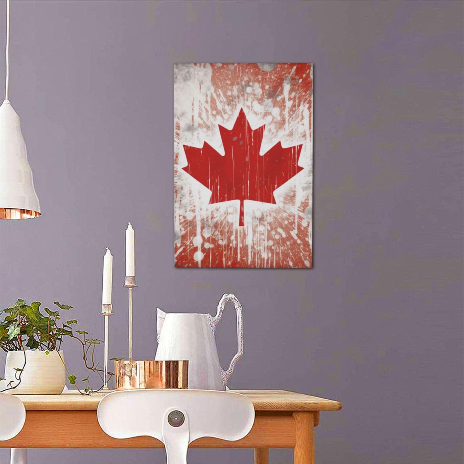 YKLJG Impression sur toile imprimée drapeau du Canada 40 x 60 cm encadrée en bois pour chambre à coucher, cuisine, bureau