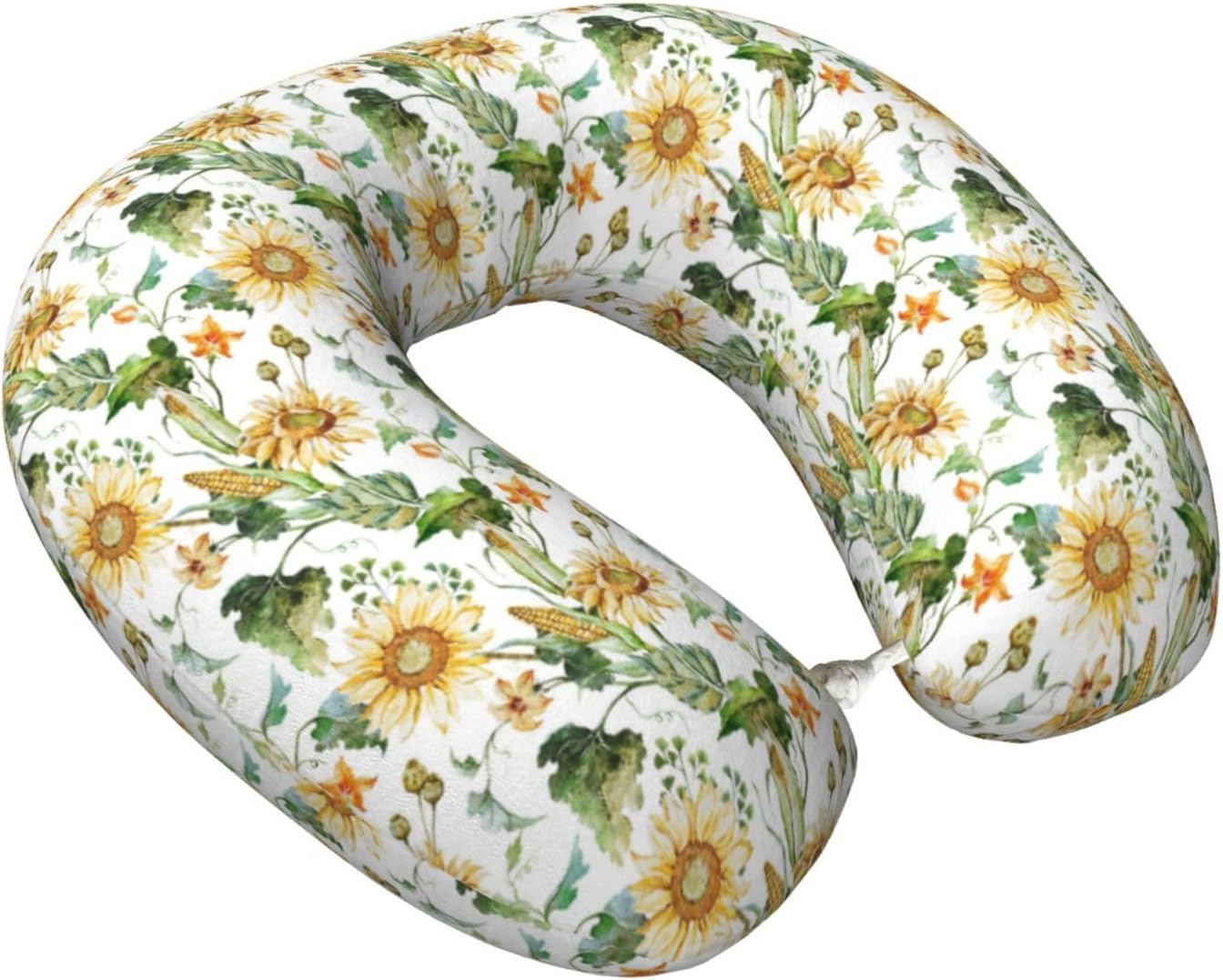 Watercolor Bright Sunflowers Travel Pillow Memory Foam Neck Pillow, Travel Essentials Airplane Pillow, Neck Pillow for Traveling/Sleeping, Travel Accessories for Women Men