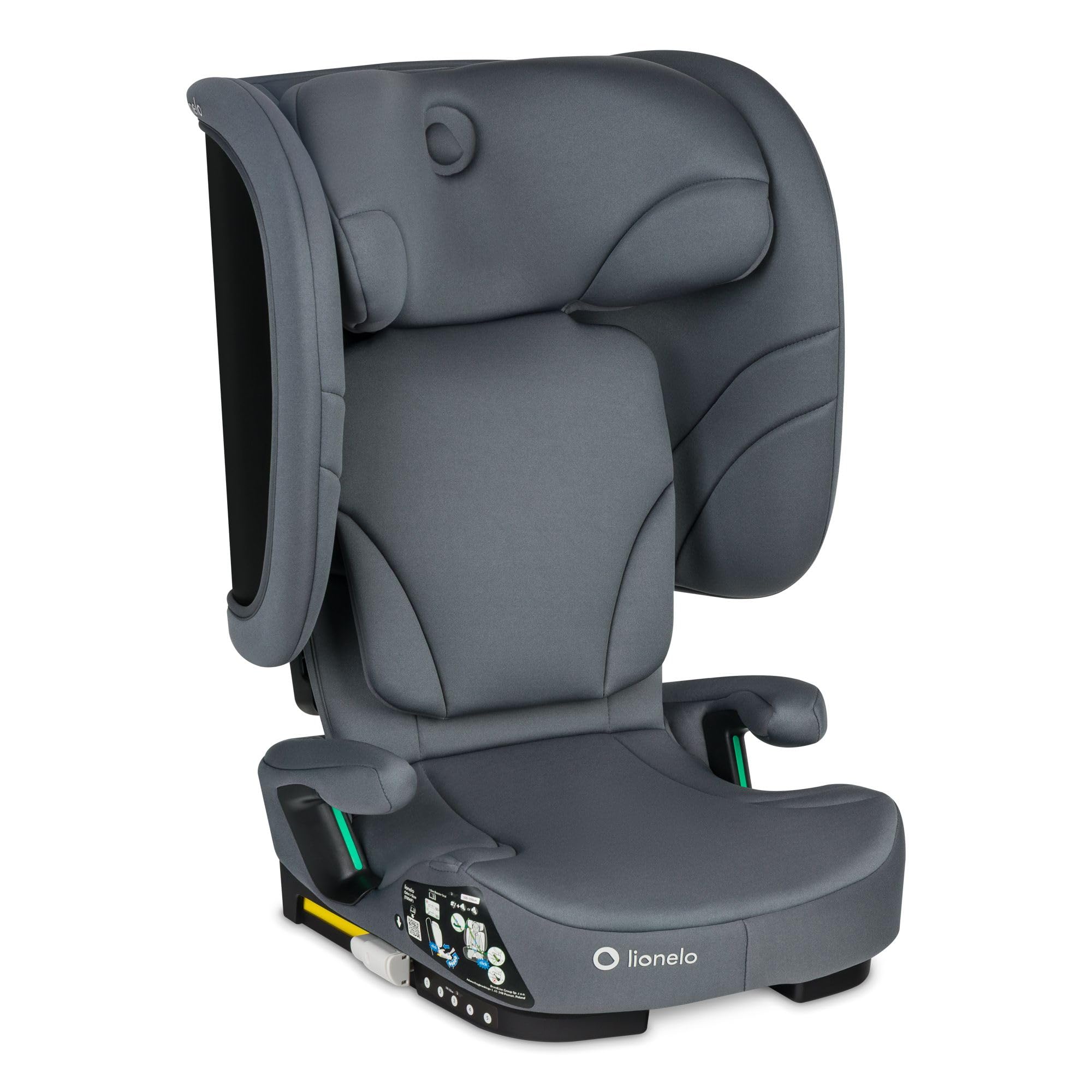 Lionelo Seggiolino Auto Pieghevole ORIN I-SIZE con ISOFIX per bambini 3,5-12 Anni, Reclinabile 4 Posizioni, Poggiatesta 14 Posizioni, Sfoderabile Lavabile, Borsa e Portabicchiere, i-Size 100-150 cm
