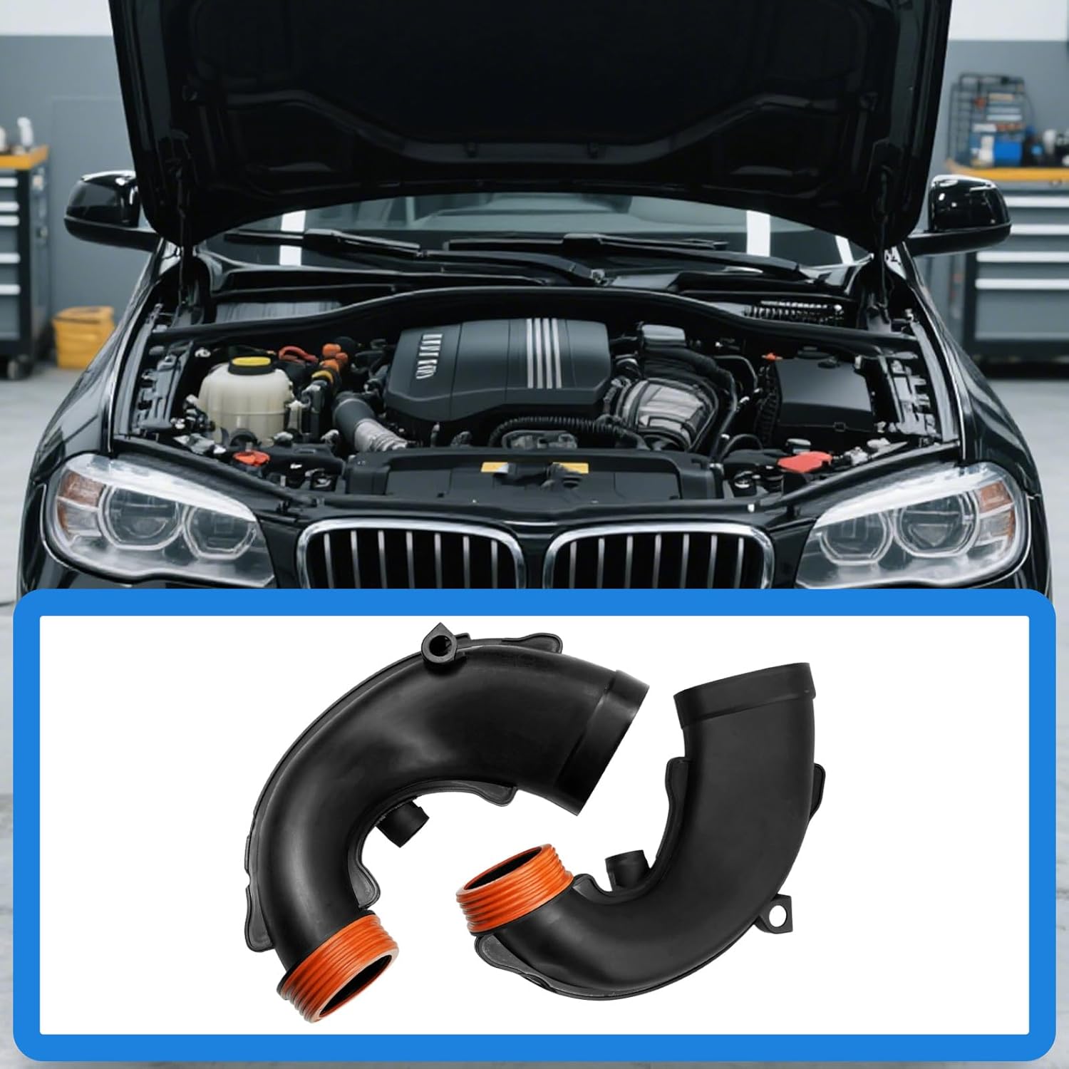 2Pcs Air Intake Duct hose Left and Right Replacement for 13717577452 13717577451 Fits for BMW 5 6 7 Series X5 X6 550i 650i xDrive 750i 750Li X5 X6 F07 F12 F13 F02 F04 E70-E72 2008-2018