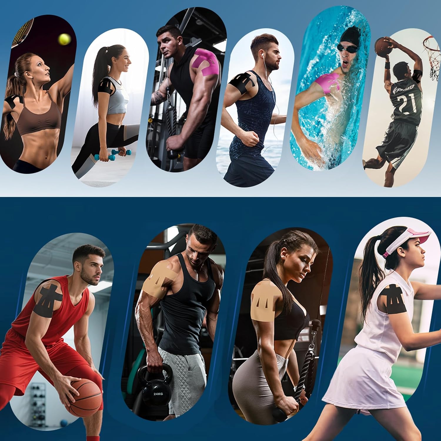 16PCS Precut Kinesiology Tape for Shoulder,Shoulder Tape for Pain Relief&Support Waterproof and Breathable,Tape for Shoulder Support & Muscle Sport - Image 7