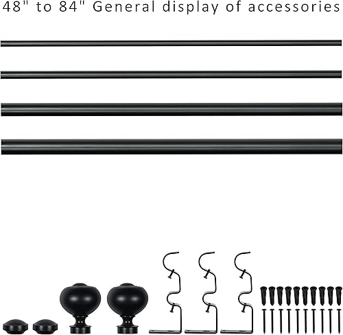 Miniatura 8 de eTeckram Barra de cortina doble de 1 pulgada con remates de urma - 84 a 120 pulgadas, níquel arena