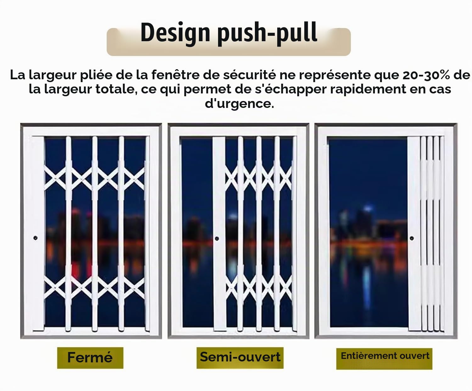 Garde Corps Fenetre Portail de Sécurité Rétractable avec Serrure, Grille de Protection Accordéon Grise Anti-effraction pour Portes Coulissantes, Clôture pour Fenêtres de Maison, Protection pour Enfant