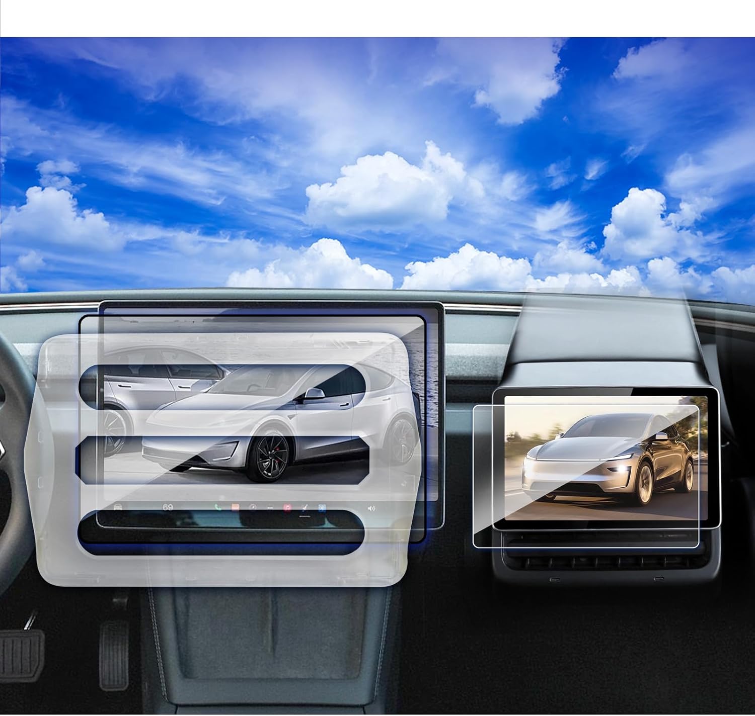 2Pack ONLY for 2026 Tesla Model Y Juniper Screen Protecto for Model Y Accessories Front & Rear Tempered Glass(Glossy)