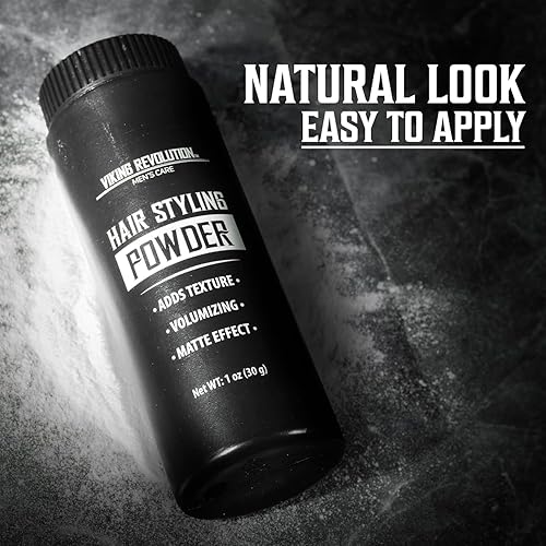 Miniatura 4 de Viking Revolution Polvo para peinar el cabello para hombres, polvo de textura de cabello matificante y voluminizador fácil de aplicar para hombres