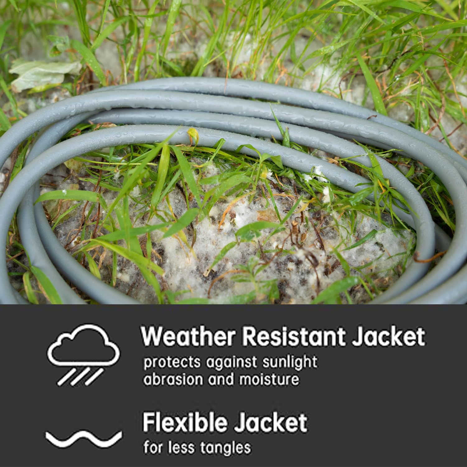 Cable de extensión para interiores y exteriores, resistente a la intemperie con extremo iluminado, certificado UL, calibre 10, 12 pies, gris 3 clavijas, cable de alimentación 10/3 SJTW 15A
