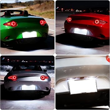 LED License Plate Lights Compatible with Mazda MX-5 Miata Roadster MK IV 2015, Ma-zda 2 D09H-51-270/A/B, Rear Number Plate Lamps Error Free, 6000K Bright White light, 2 Pcs