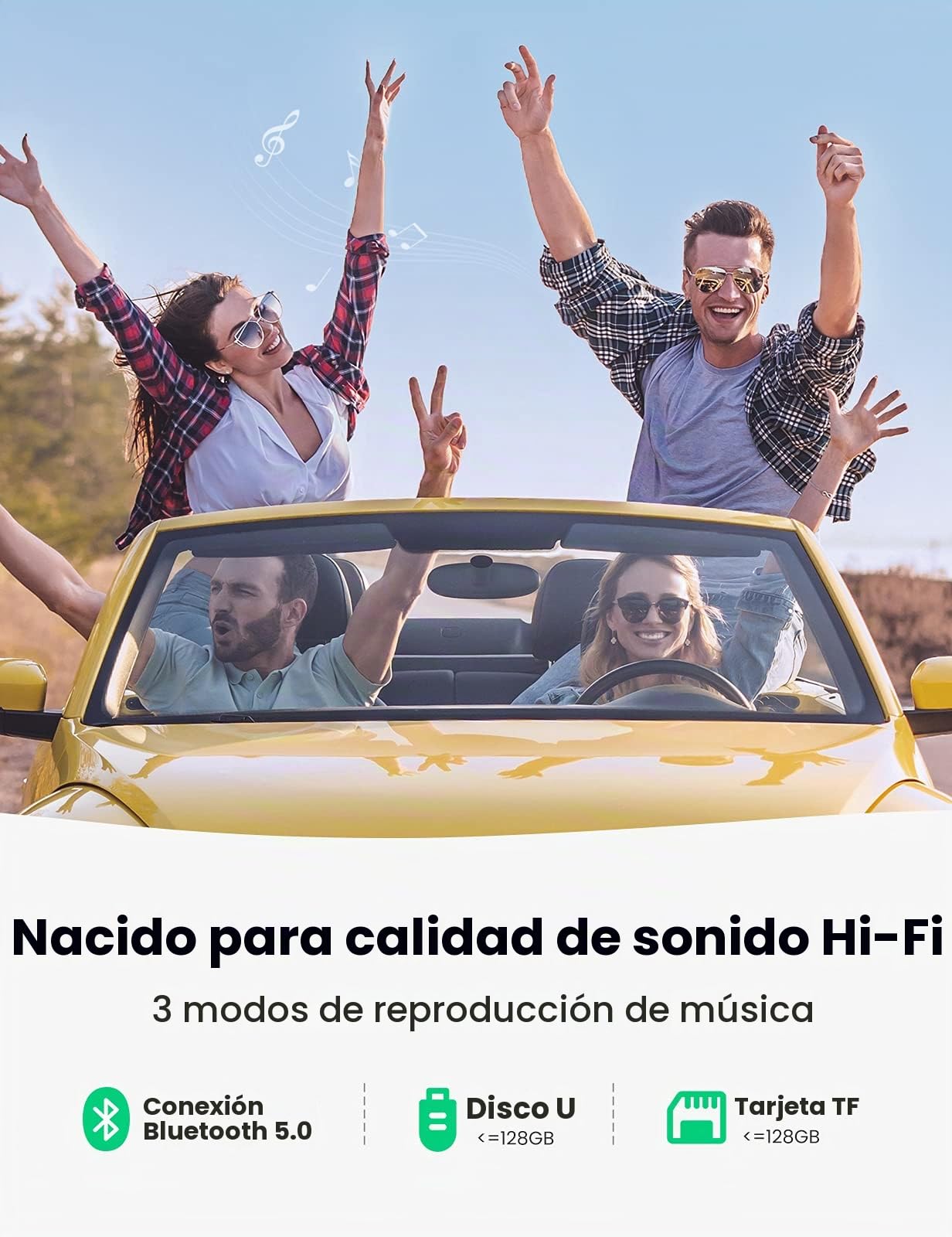 UGREEN Transmisor FM Bluetooth 5.0 Adaptador Bluetooth FM Cargador de Coche PD 20W y Quick Charge 3.0, Adaptador de Radio Inalámbrico Reproductor MP3 con LED LUZ Soporta Tarjeta TF y USB Disk