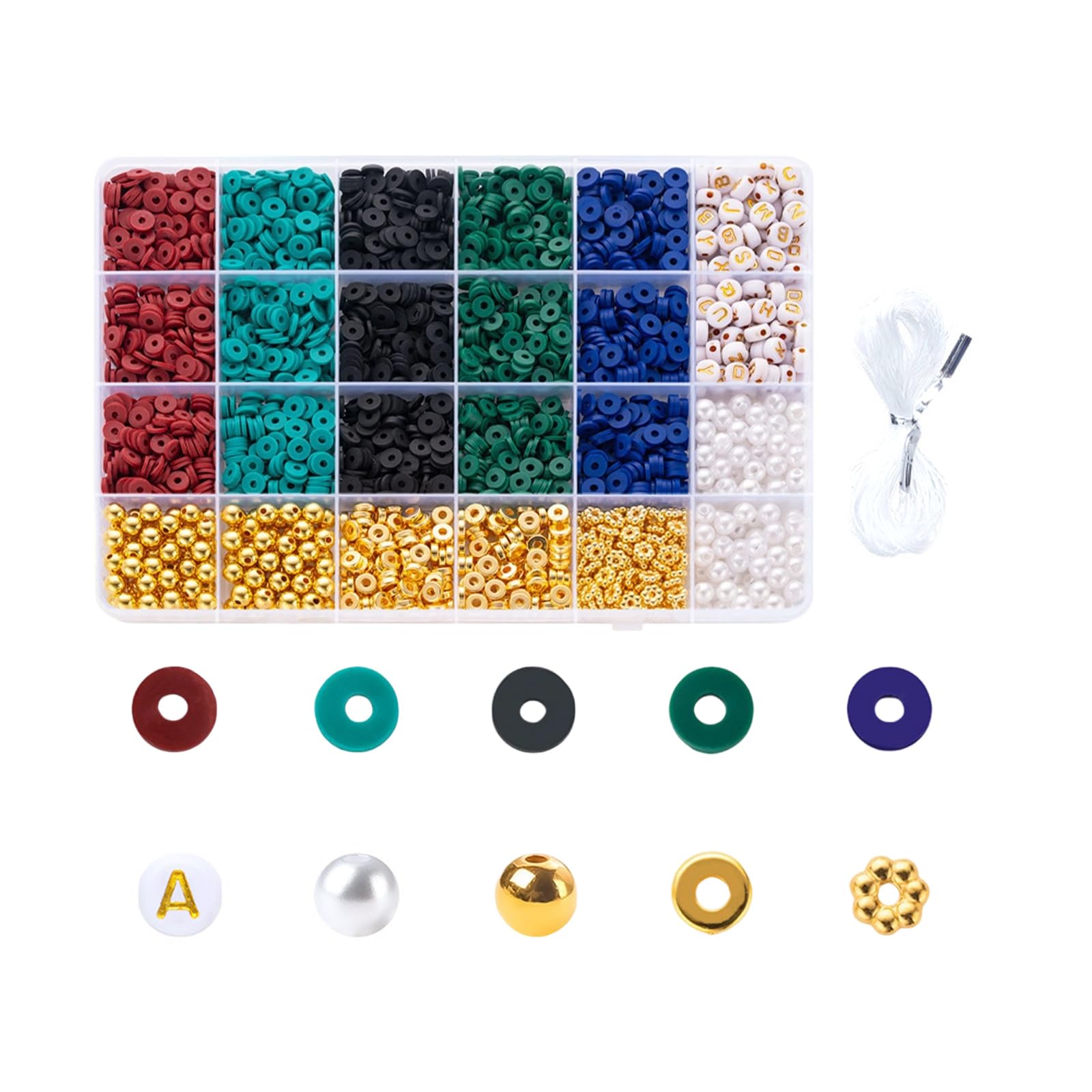 Tsophreniq Clay Beads Round Spacer Beads Set Colourful Craft Jewelry for Bracelets Making Colourful