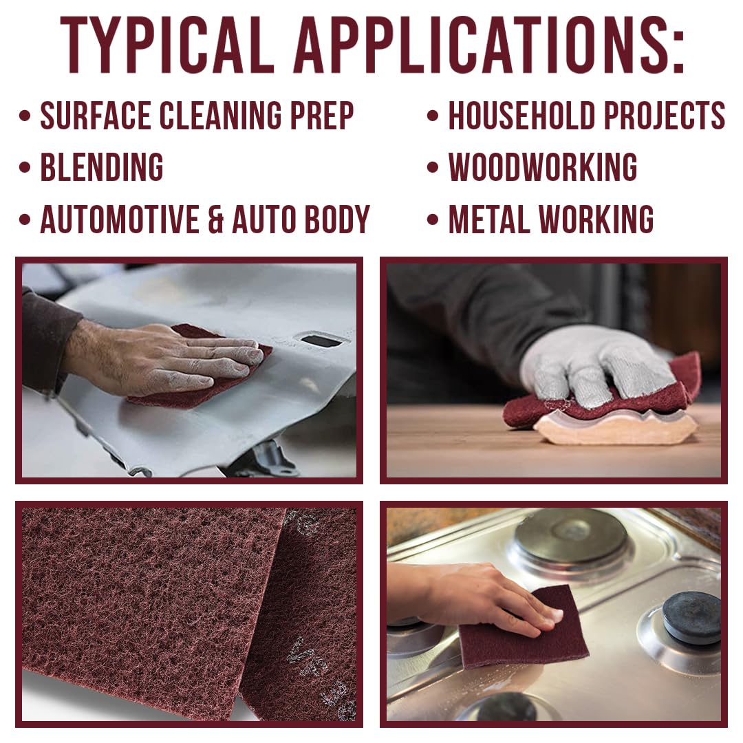 Maroon Scuff Pads - 320 Grit - 30 Count -4 Maroon Scuff Pads - 320 Grit - 30 Count -4