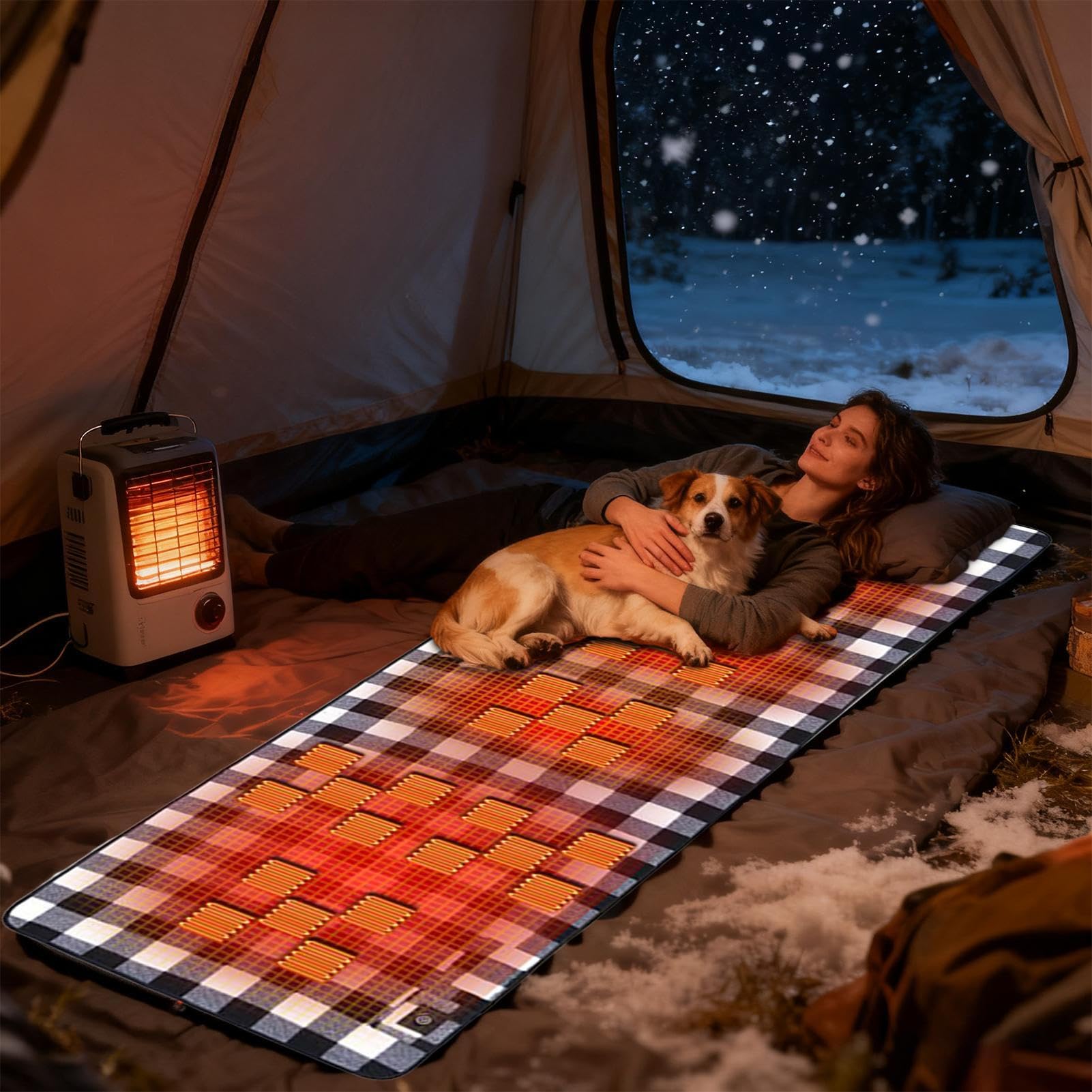 Forro eléctrico para saco de dormir – Manta ajustable de 3 ajustes de calor, inserto de almohadilla térmica portátil, equipo de camping ligero, senderismo, mochilero, picnic al aire libre, viajes
