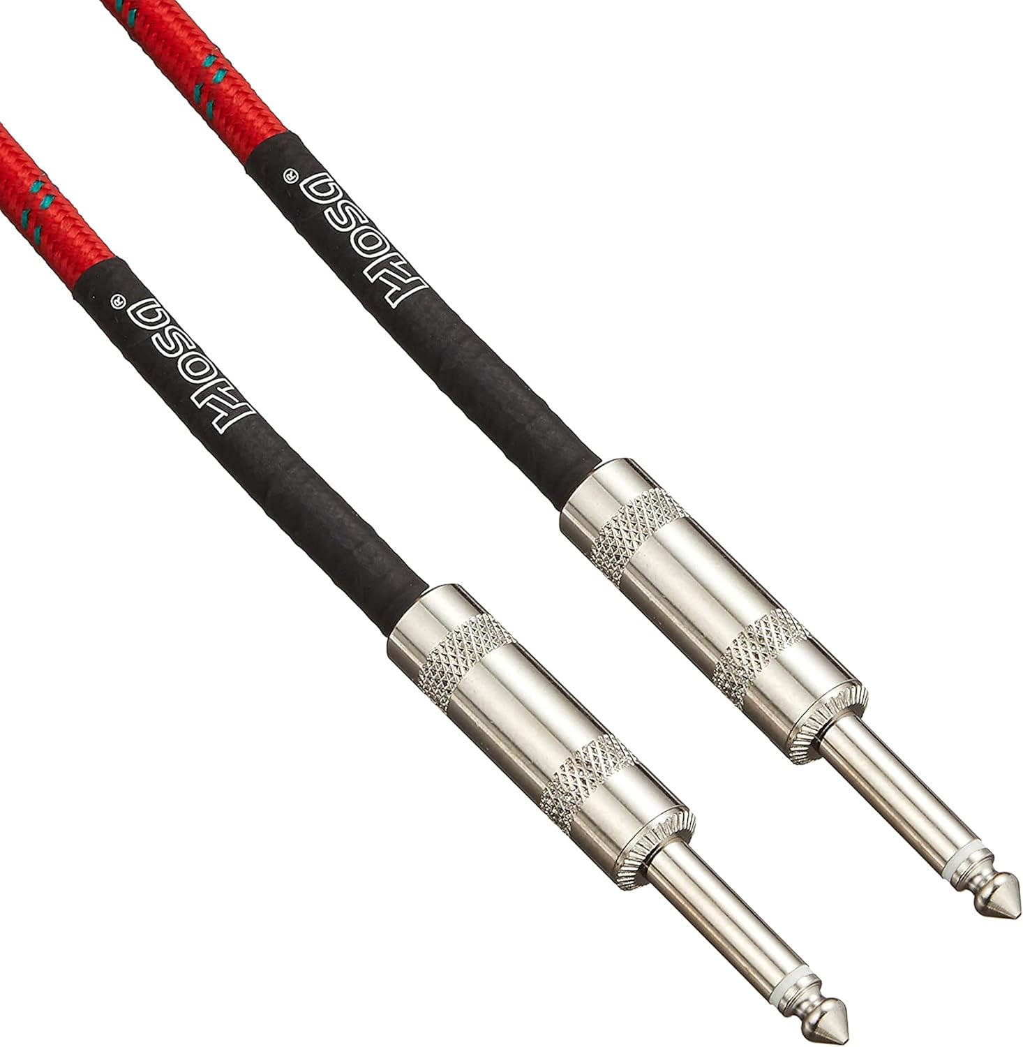 Hosa 3GT-18C3 Cloth Guitar Cable - Straight to Straight - 18 Foot Red/Green