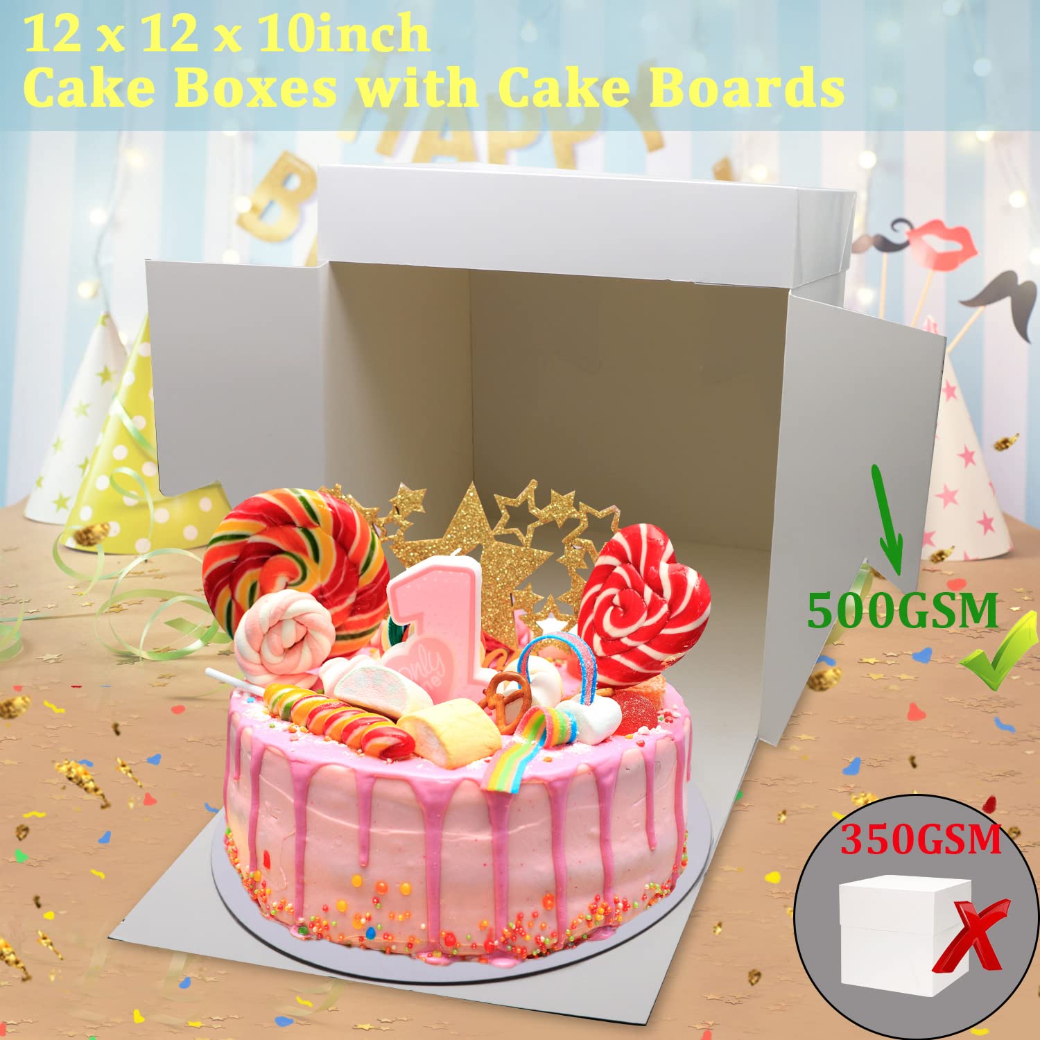 Scatole Per Torte 10x10x8 Pollici - 2 Confezioni, Con Taglieri, USA E Getta