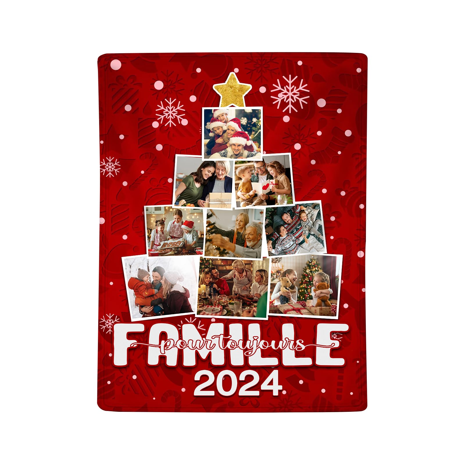 Couverture de Noël personnalisée photo 3D en flanelle plaid lit canapé