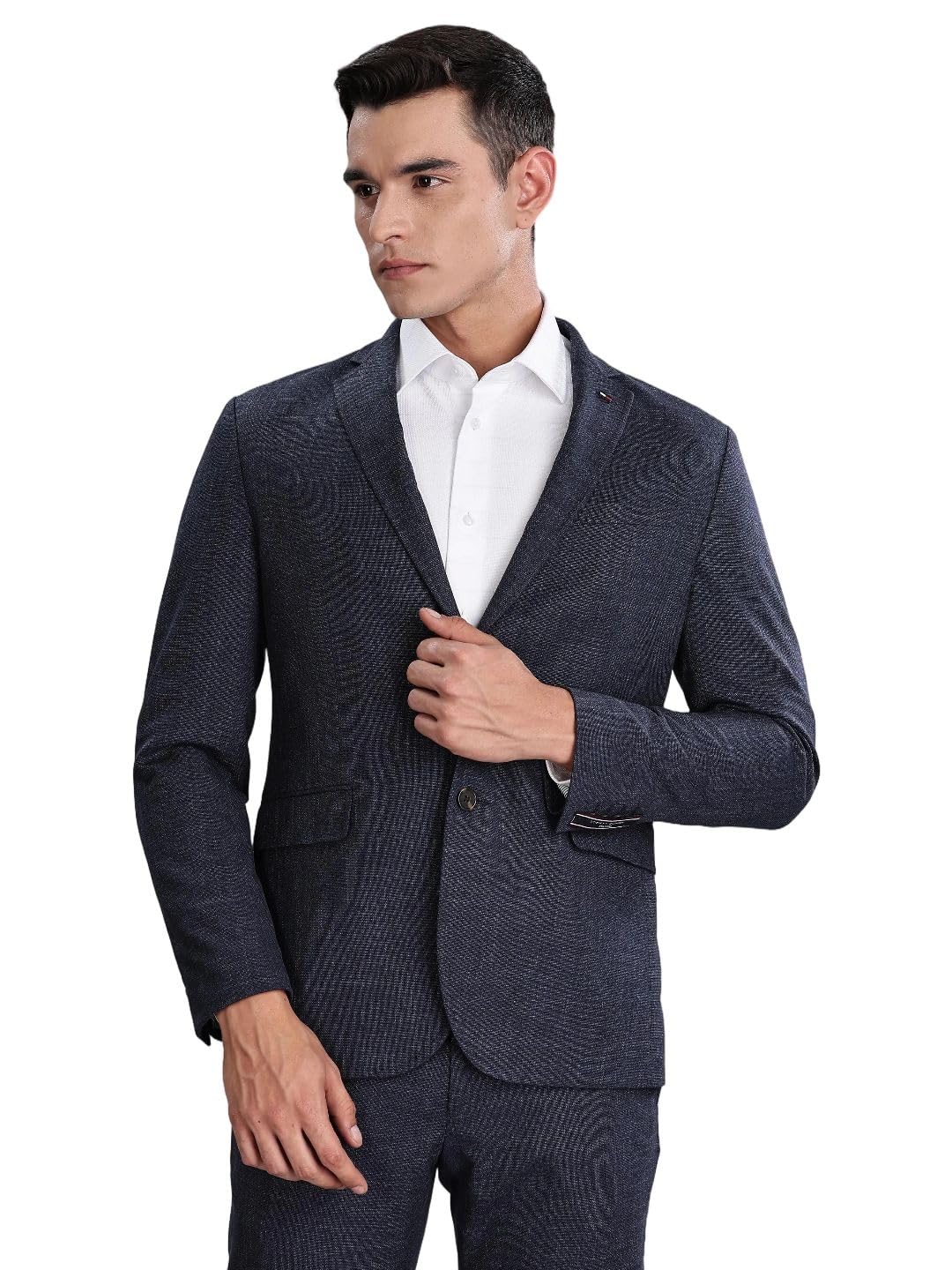 tommy hilfiger Textured Navy Single-Breasted Blazer-picture-40