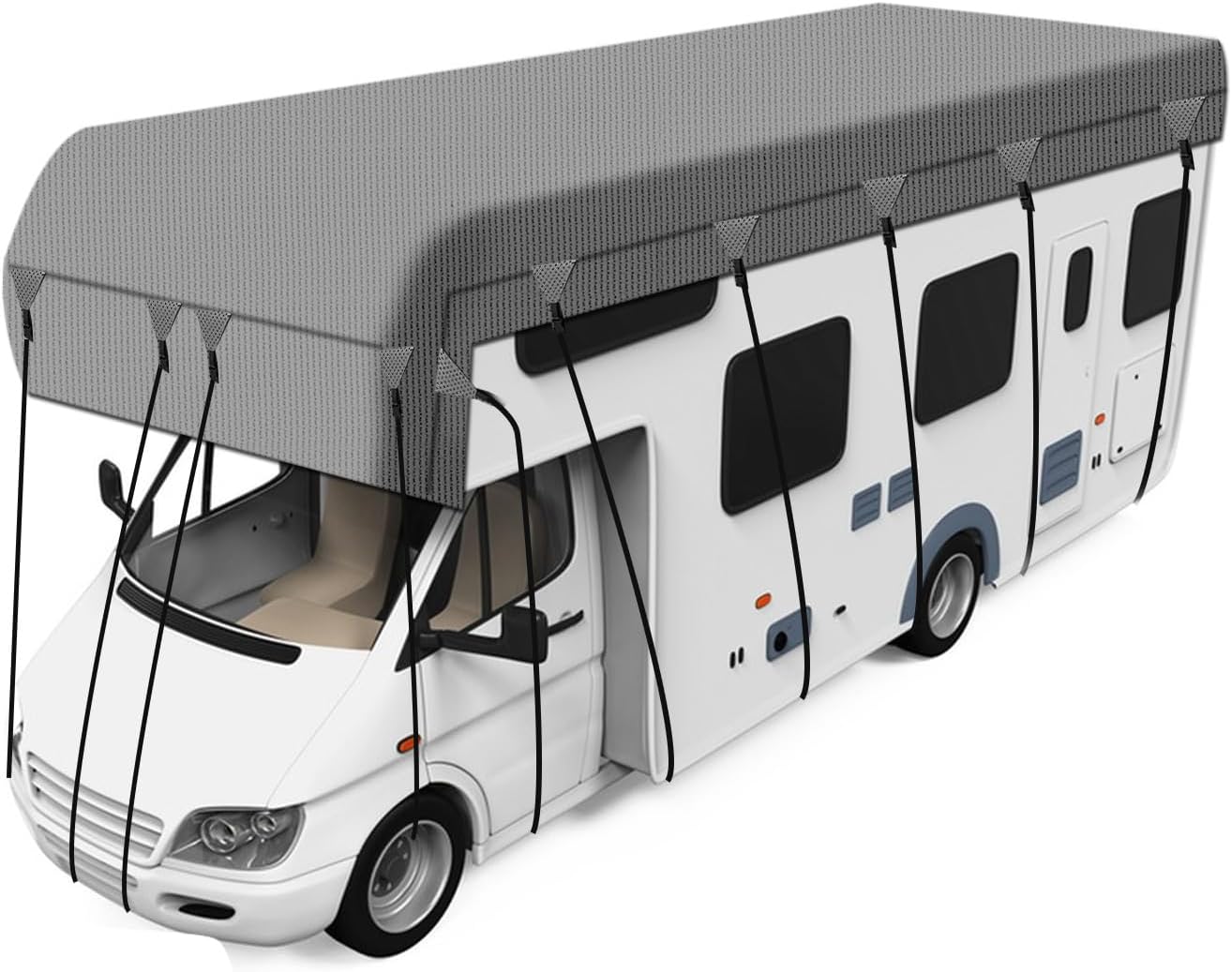 RV Caravan Roof Cover, 8 Layers Silver Tarpaulin Roof Protection Cover UV & Rain Protection Dustproof, Universal Fit (24FT)