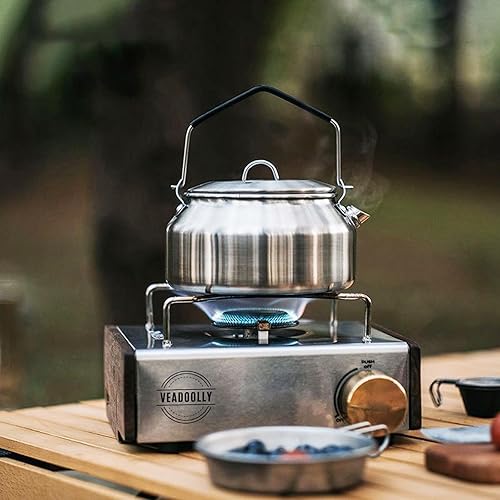 Miniatura 9 de Hervidor de agua hirviendo de acero inoxidable de 1 litro, tetera portátil ligera y ligera de calentamiento rápido, ideal para senderismo, picnic,