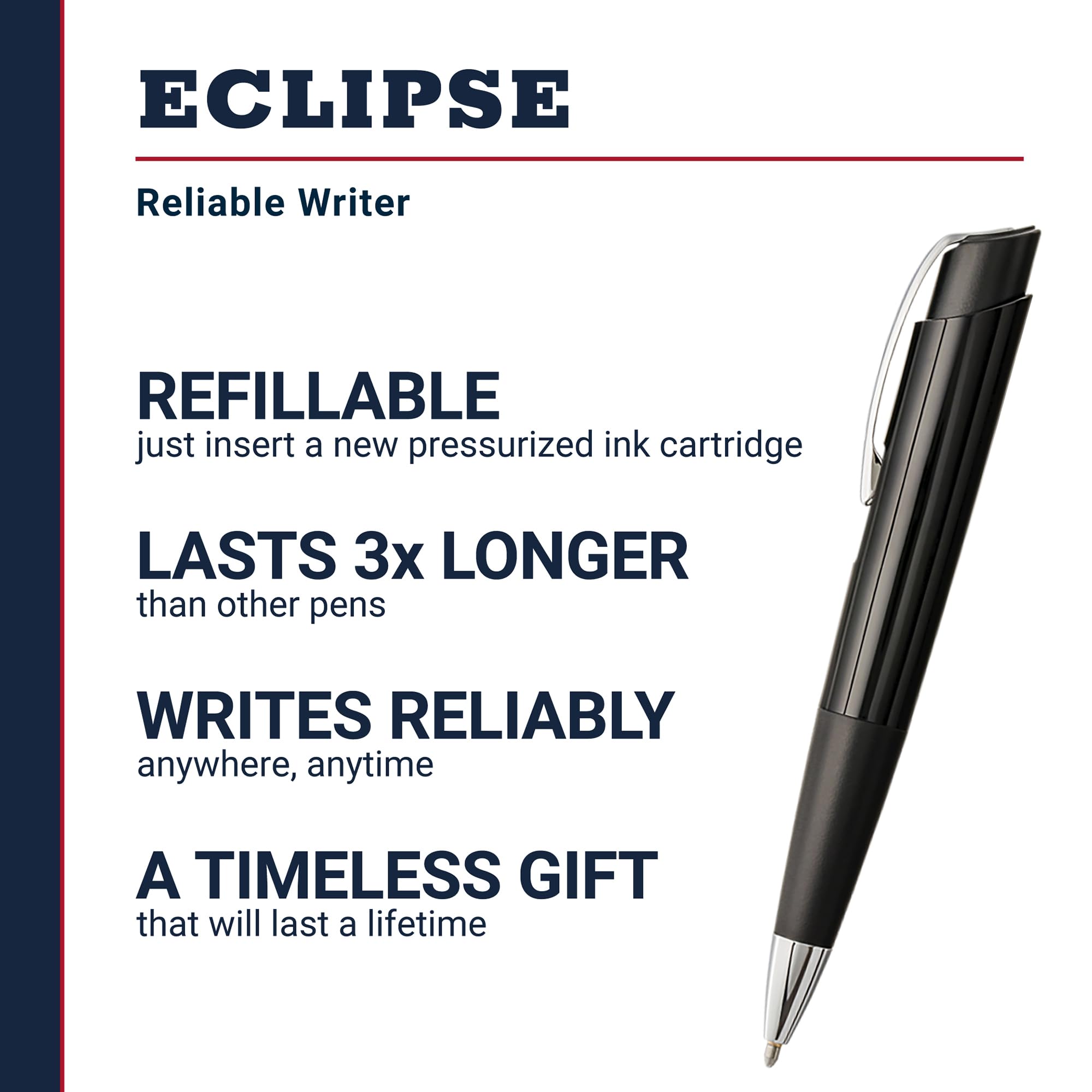 Fisher Space Pen Eclipse Space Pen Ballpoint Black Ink Shiny Black Pocket Clip — view 2