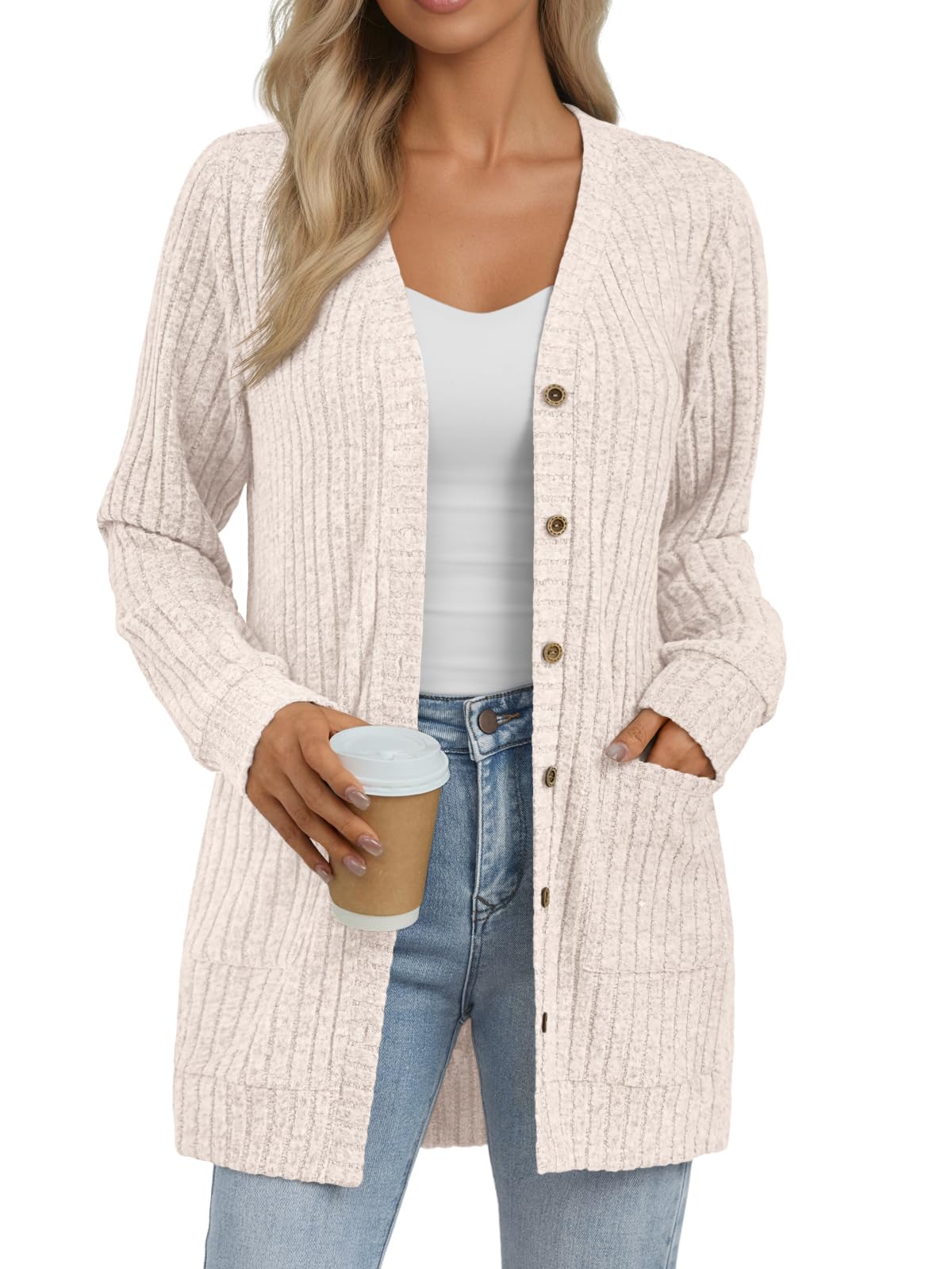 AUTOMET Women Long Cardigan Sweater Fall Lightweight Outfit Chunky 2026 Button Up Clothes with Pocket Coat Trendy Fashion