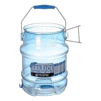 Ice Bucket, San Jamar Saf-T-Ice Shorty, 5 Gallon, Hanger, Blue