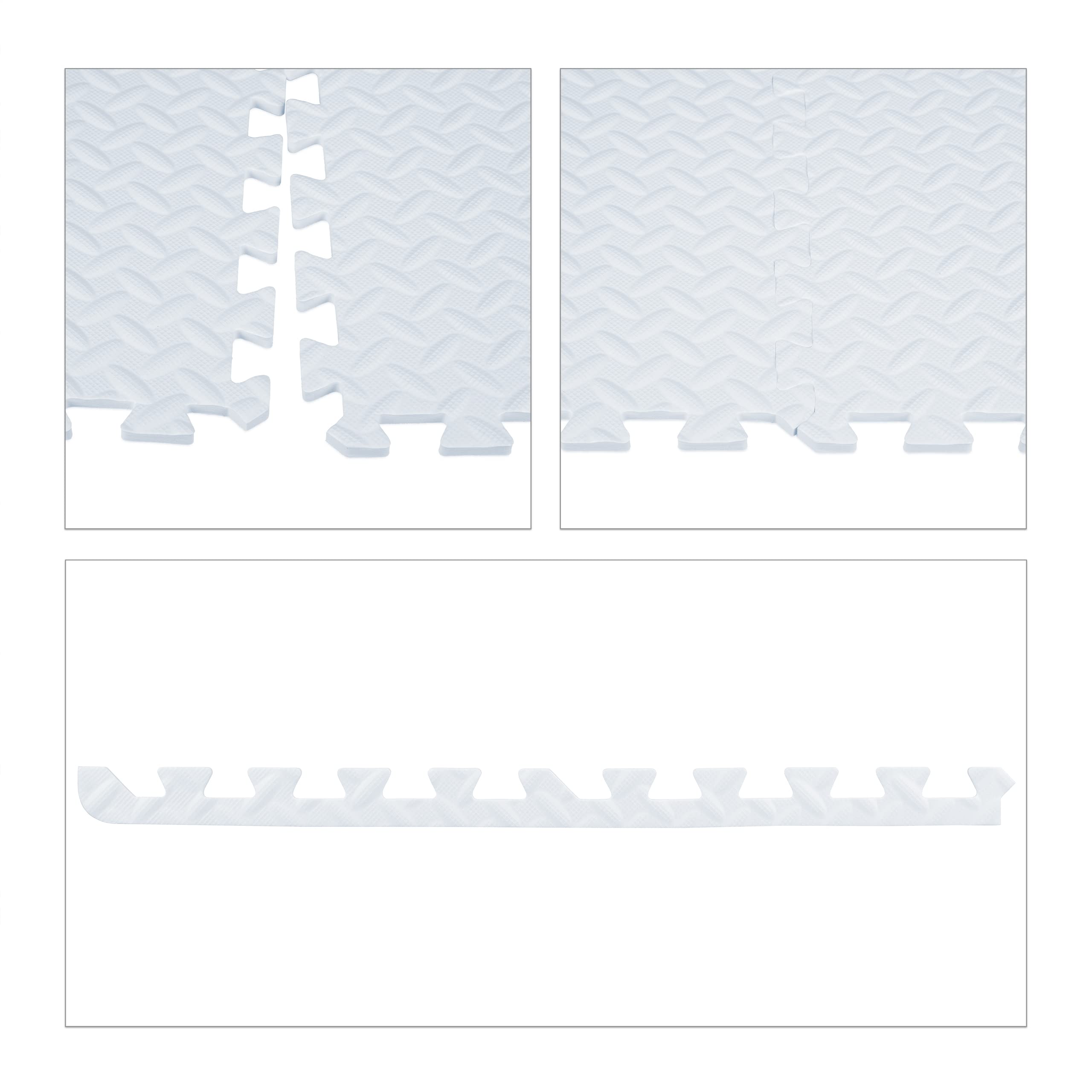 Relaxdays Tapis de sport, 60x60 cm, set de 8, EVA, surface totale 3 m², protection, pour appareils de fitness, blanc