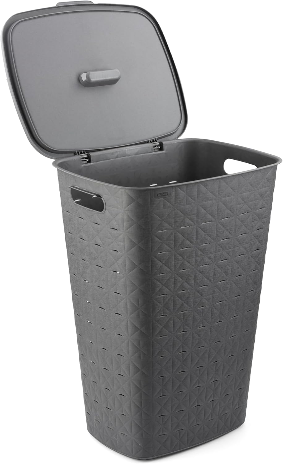 CURVER Softex 56L Laundry Basket - Stylish Design - Lightweight, Stackable and Practical - 70% Recycled - 59 x 43 x 34 cm - Grey