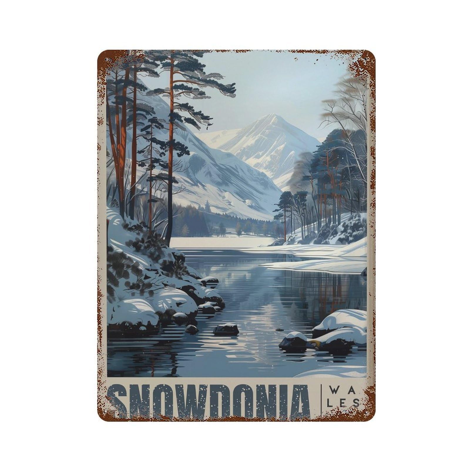 xiaoxiaoshen Travel Snowdonia Snowy Scene Wall Decor Art Metal Tin Poster Modern Home Decor Art Home Bar Shop Decorations Vintage Sign 40x30cm