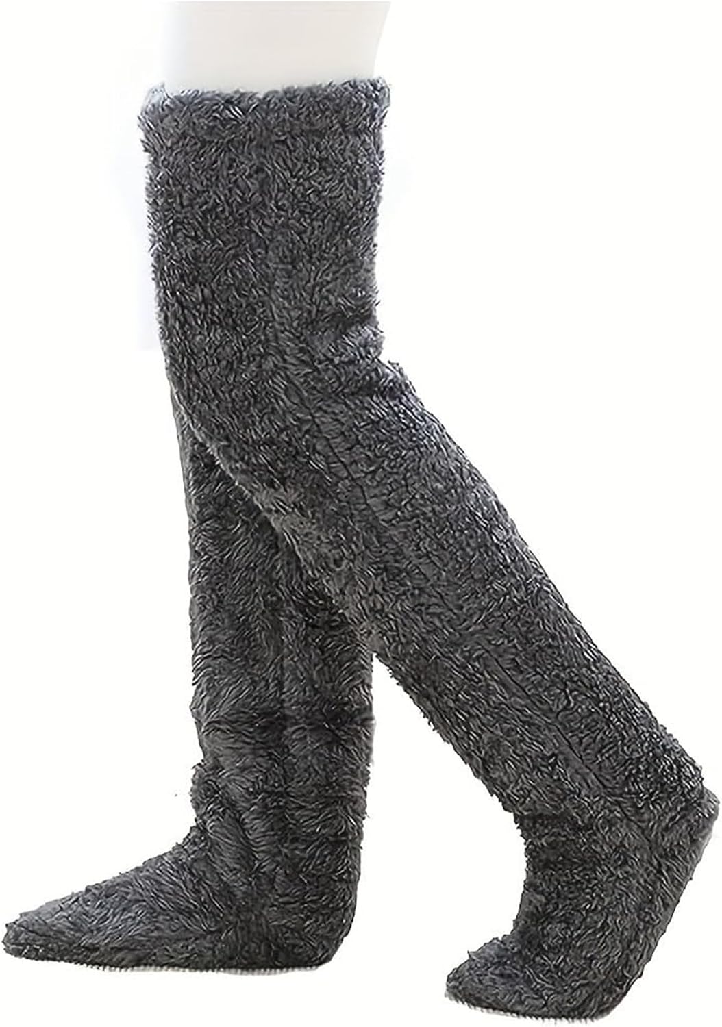 Goose down Knee Socks for Christmas, Soft Cozy over the Knee Long Tube Sock for Cold Weather, Fuzzy Leg Warmers Warm