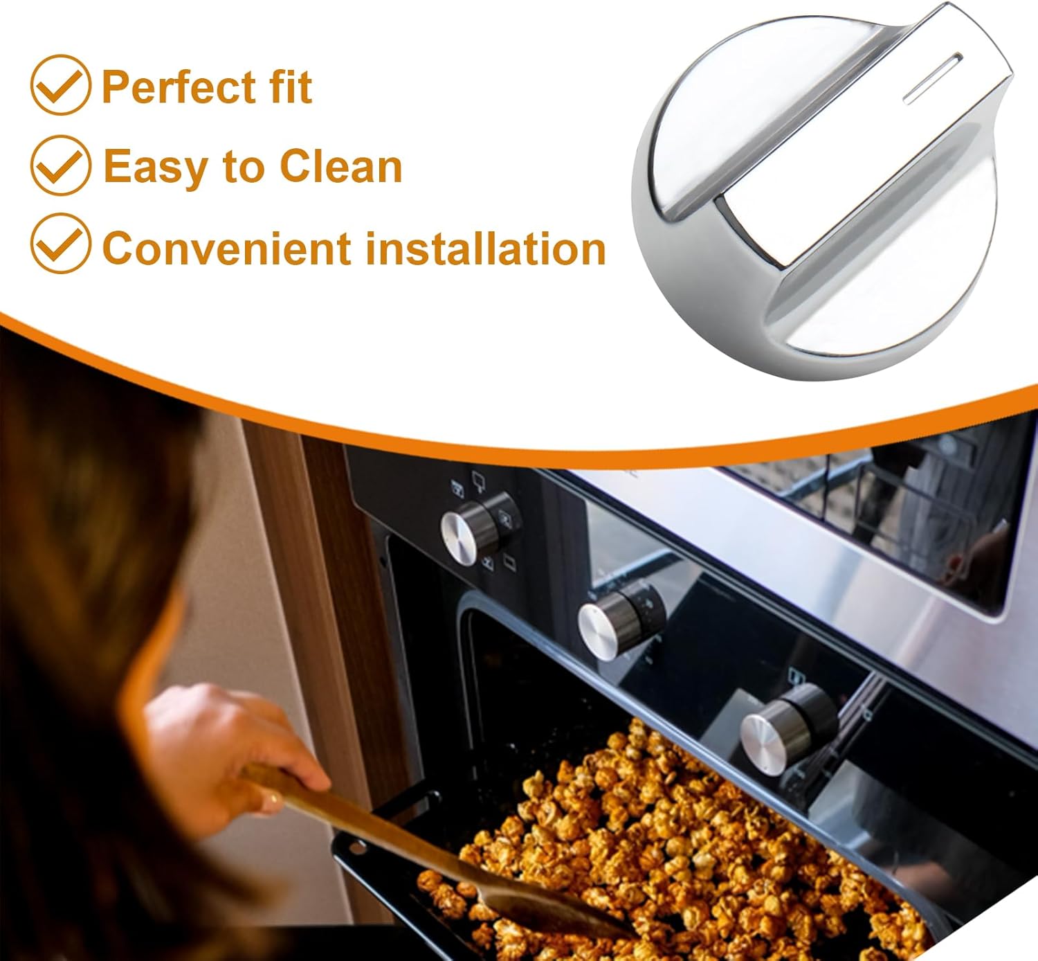 4-Pack Stove Knobs & Gas Range Oven Knob W11517334 - Stainless Steel Replacement for Whirlpool WEG515S0FB0/WEG745H0FS0, Replaces W11122869/W10850033 - Durable Gas Range Knobs