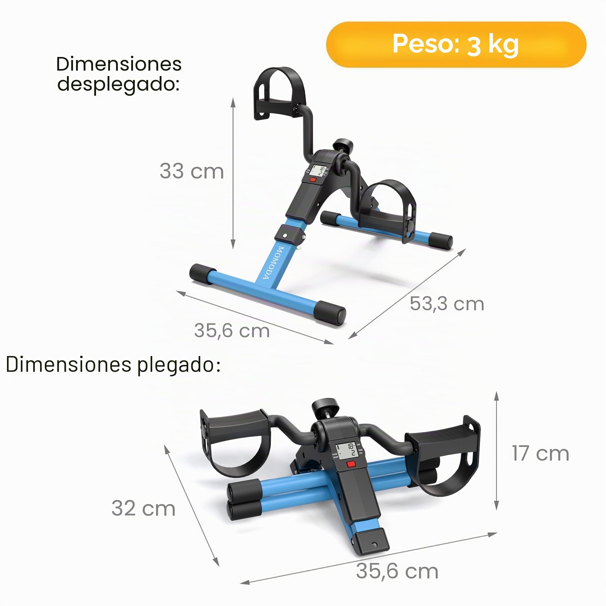 Pedal Ejercicio Terapia Bicicleta para Pata y Brazo con Monitor LCD Plegable
