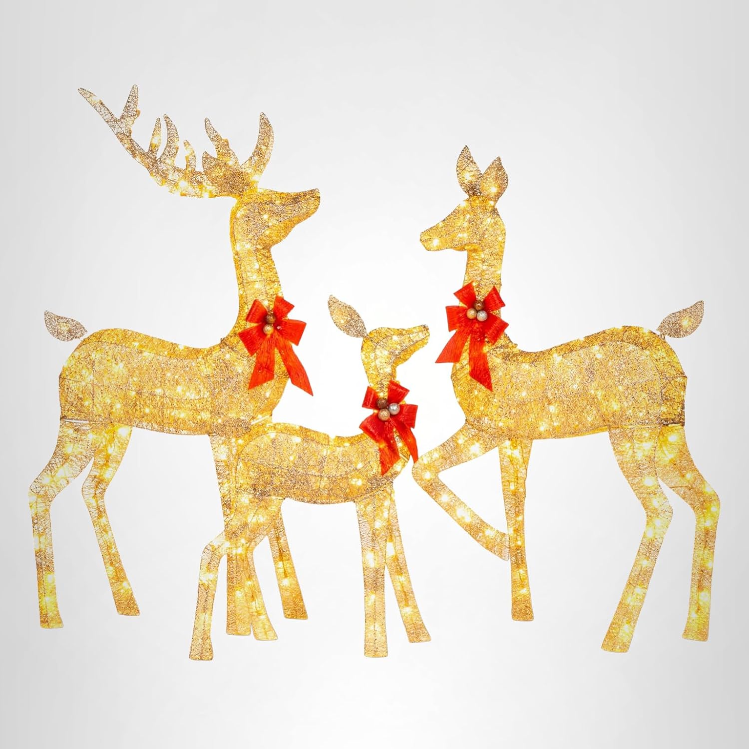 Large Lighted Christmas Deer Family Set