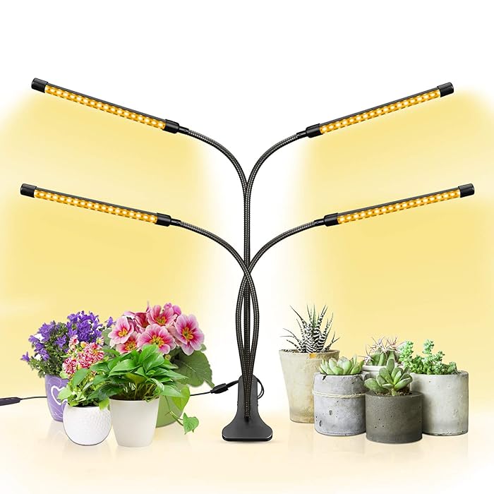 Buy Sondiko Grow Light, 80W 4 Heads Timing 80 LED 9 Dimmable Levels Plant Grow Lights for Indoor