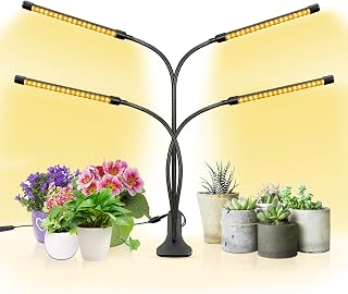 Sondiko Grow Light, 4 Heads Timing 80 LED 9 Dimmable Levels Plant Grow Lights for Indoor Plants with Adjustable Gooseneck, 3 9 12H Timer, 3 Switch Modes