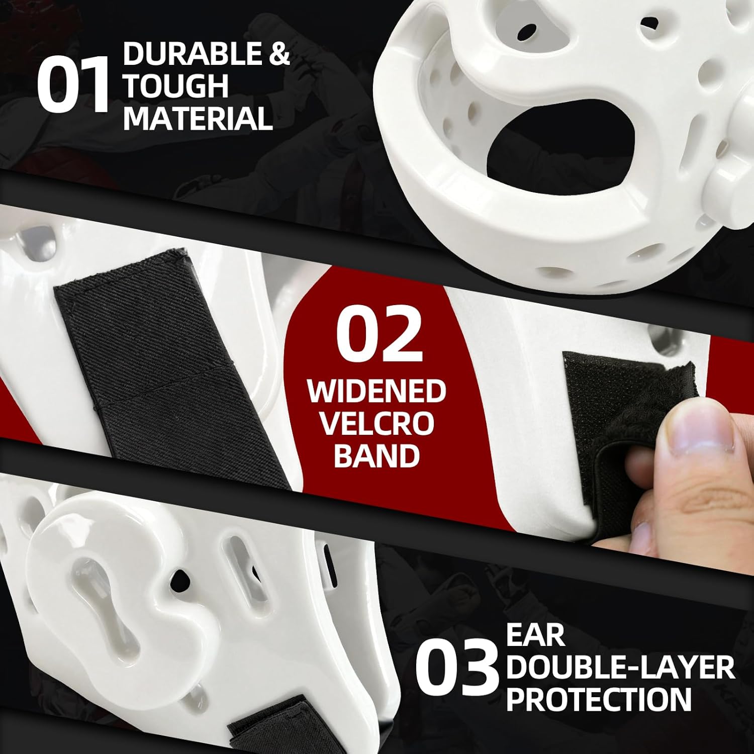 Youth & Adult Boxing Helmet, Martial Arts Sparring Headgear for Karate, Kickboxing, Taekwondo & MMA Training/Competition - Waterproof and Breathable, Adjustable Velcro Strap, 3 Colors