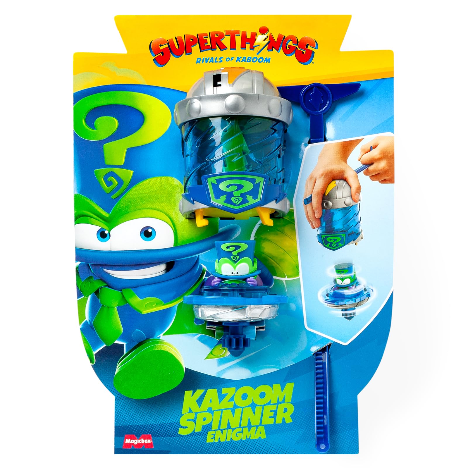 SUPERTHINGS KAZOOM Power – Kazoom Spinner – Enigma. Incluye 1 Cápsula Kazoom, 1 peonza Kazoom y 1 Tira.
