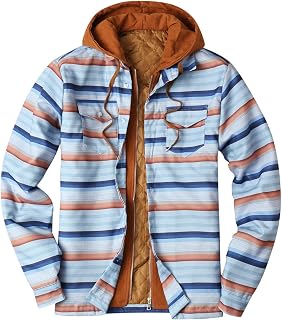 Duohropke Men's Flannel Shirt, Transition Jacket, Men's Checked Shirt, Hooded Shirt, Inner Lining, Winter Plaid Fleece, Warm Lined Lumberjack Shirt, Flannel Jacket, Checked Jacket, Shirt Jacket
