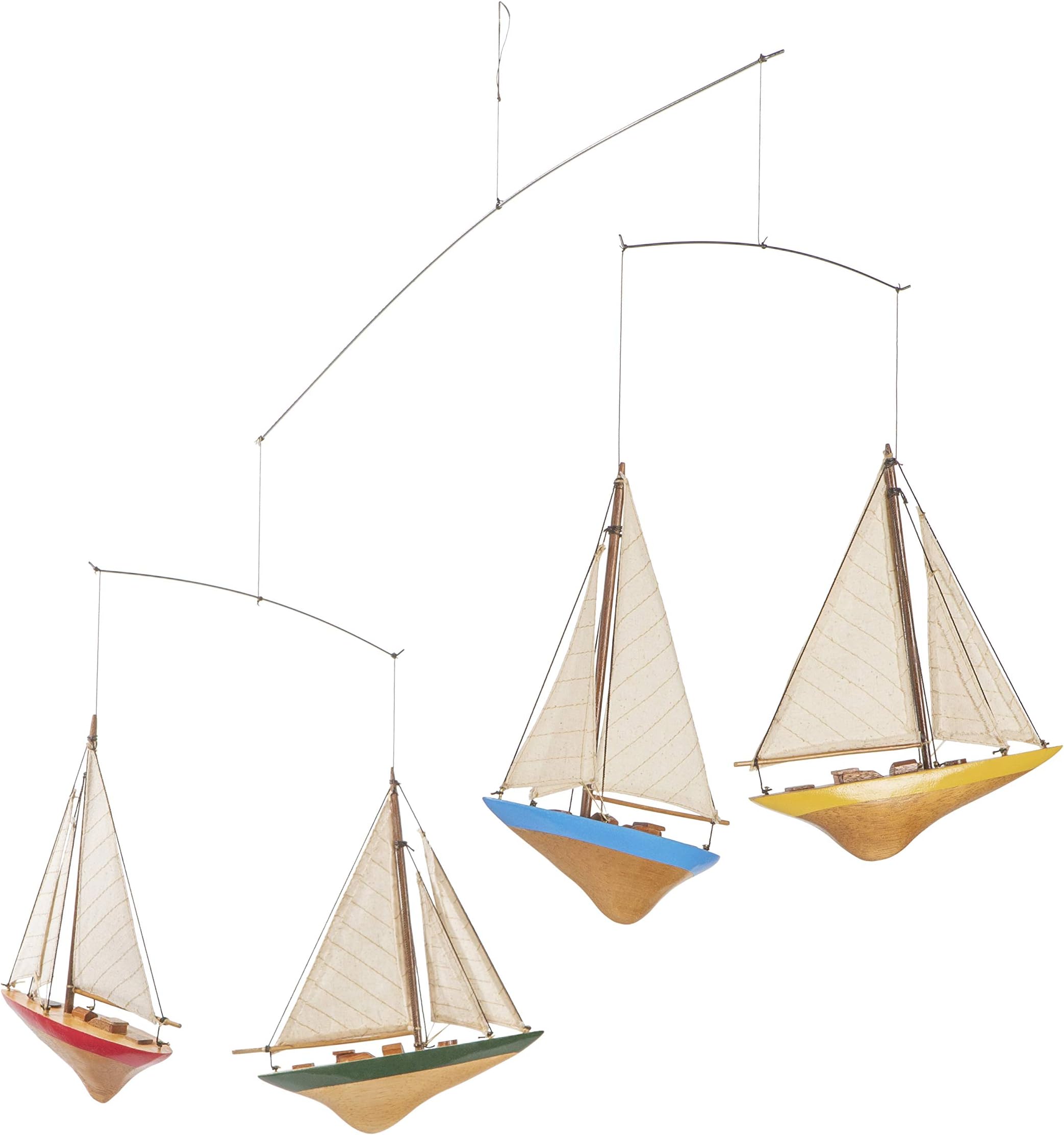 Hanging Boat Mobile - A-Cup Mobile by Authentic Models, Ceiling and Nursery Decor for All Ages, Made of Wood and Cotton Sails, Yacht Miniatures for Boys and Girls