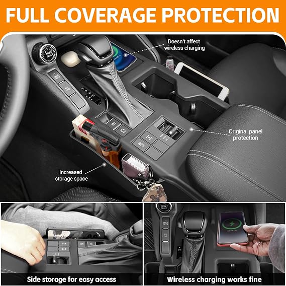 Black Center Console Cover Compatible with 2024 2025 Toyota Land Cruiser First Edition 250/Prado/LC250 Seat Gap Storage Box Center Console Organizer for Land Cruiser Accessories(Not for 1958)