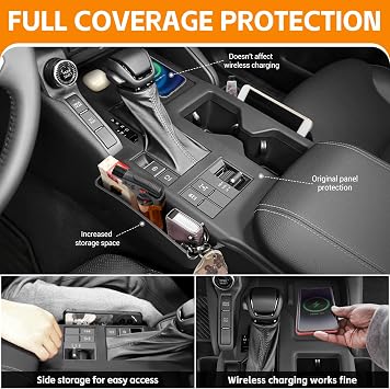 Black Center Console Cover Compatible with 2024 2025 Toyota Land Cruiser First Edition 250/Prado/LC250 Seat Gap Storage Box Center Console Organizer for Land Cruiser Accessories(Not for 1958)