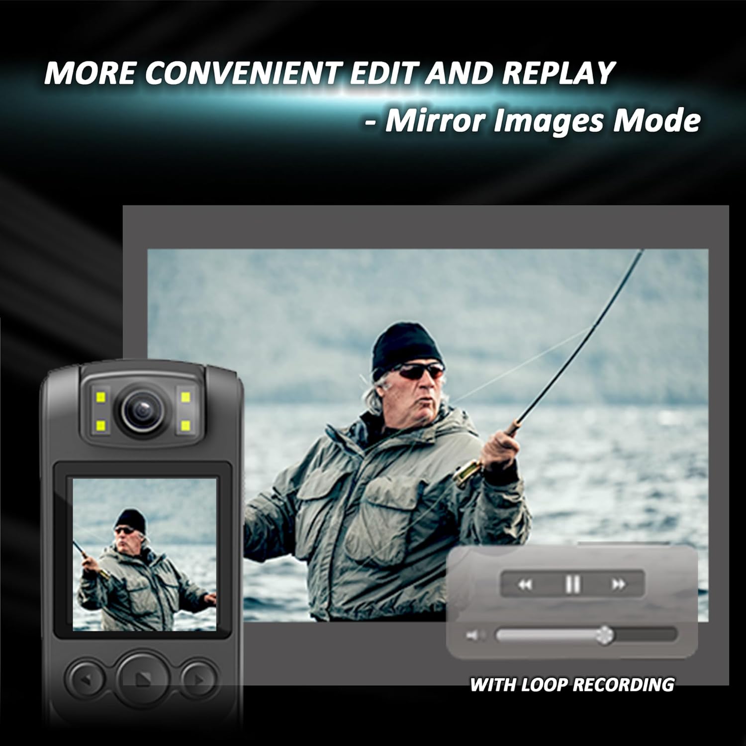 Body Camera with Audio & Video Recording- 128GB 1080P HD Police Cop Cam for Outdoor Law Enforcement Guard Travel Cameras- with Magnetic Clip Flashlight 6HR Battery Recorder (Black Lanyard)