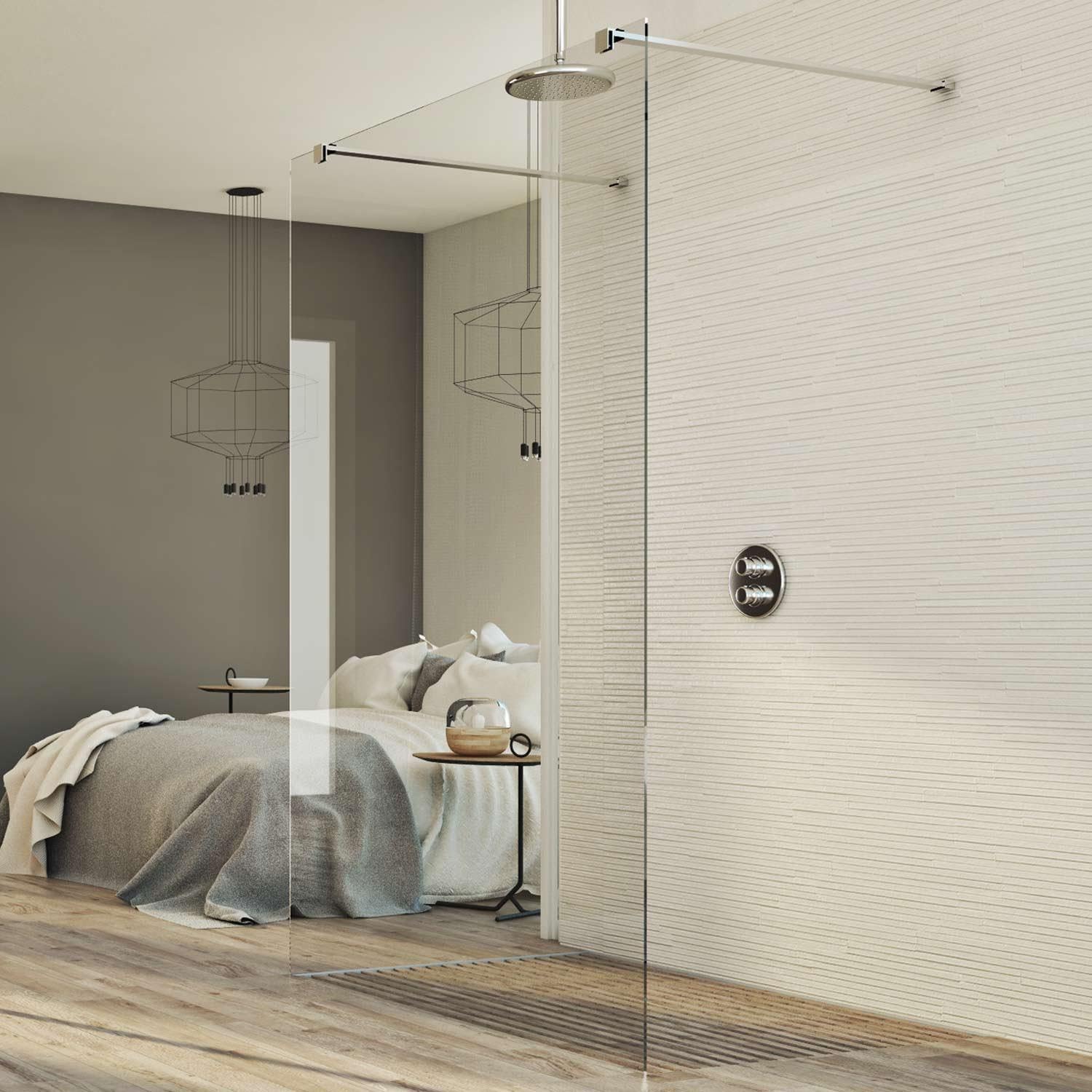 Parete doccia 140 CM in vetro trasparente 8mm mod. Walk in Free H198
