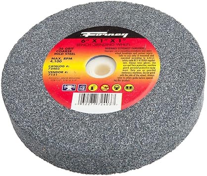 Forney 72404 Bench Grinding Wheel, Vitrified with 1-Inch Arbor, 60-Grit, 6-Inch-by-1-Inch