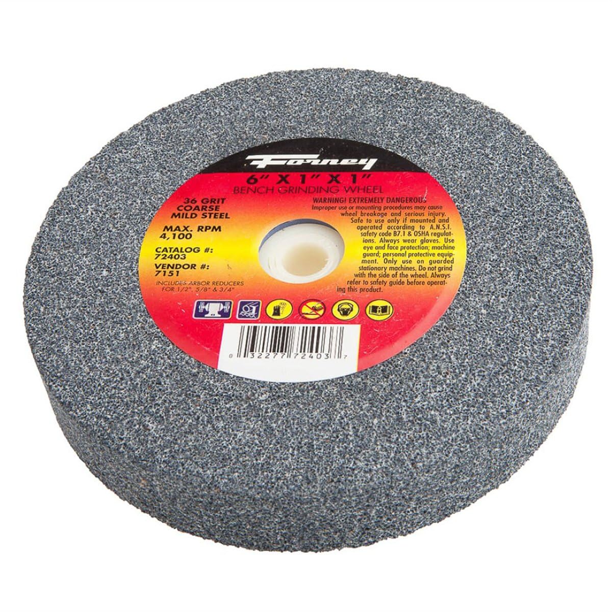 Forney 72404 Vitrified 6' x 1' 60 Grit Wheel