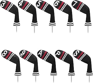 LeFeng 10pcs Knitted Golf Iron Head Covers 3-9/A/P/S Set - Lightweight and Durable Material - Multiple Patterns Golf Club Head Covers - Fit Well for Callaway Ping Taylormade Cobra Etc.