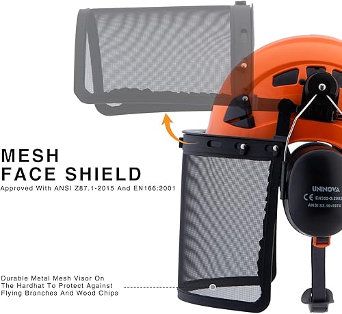 Miniatura 2 de UNINOVA Casco de seguridad  Casco aprobado por ANSI Z89.1 ajustable  Suspensión de trinquete de 6 puntos y cascos OSHA