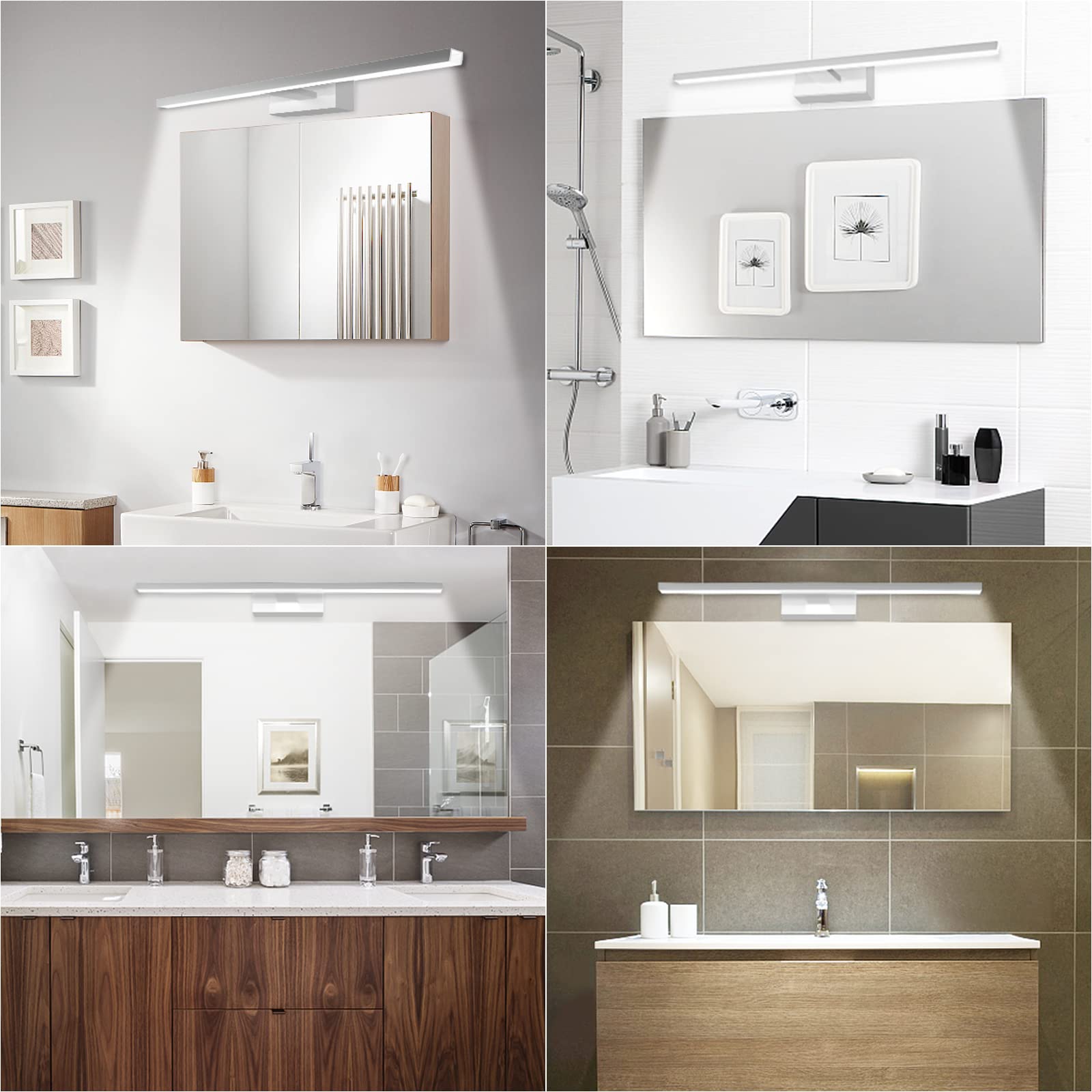 NIORSUN Lampada Specchio Bagno LED 15W 60cm, 1400 Lm, Dimmerazione Libera 3000K - 6000K, Lampada da Specchio Dimmerabile Con Telecomando, Acciaio Inossidabile, Luce Specchio Bagno Impermeabile IP44