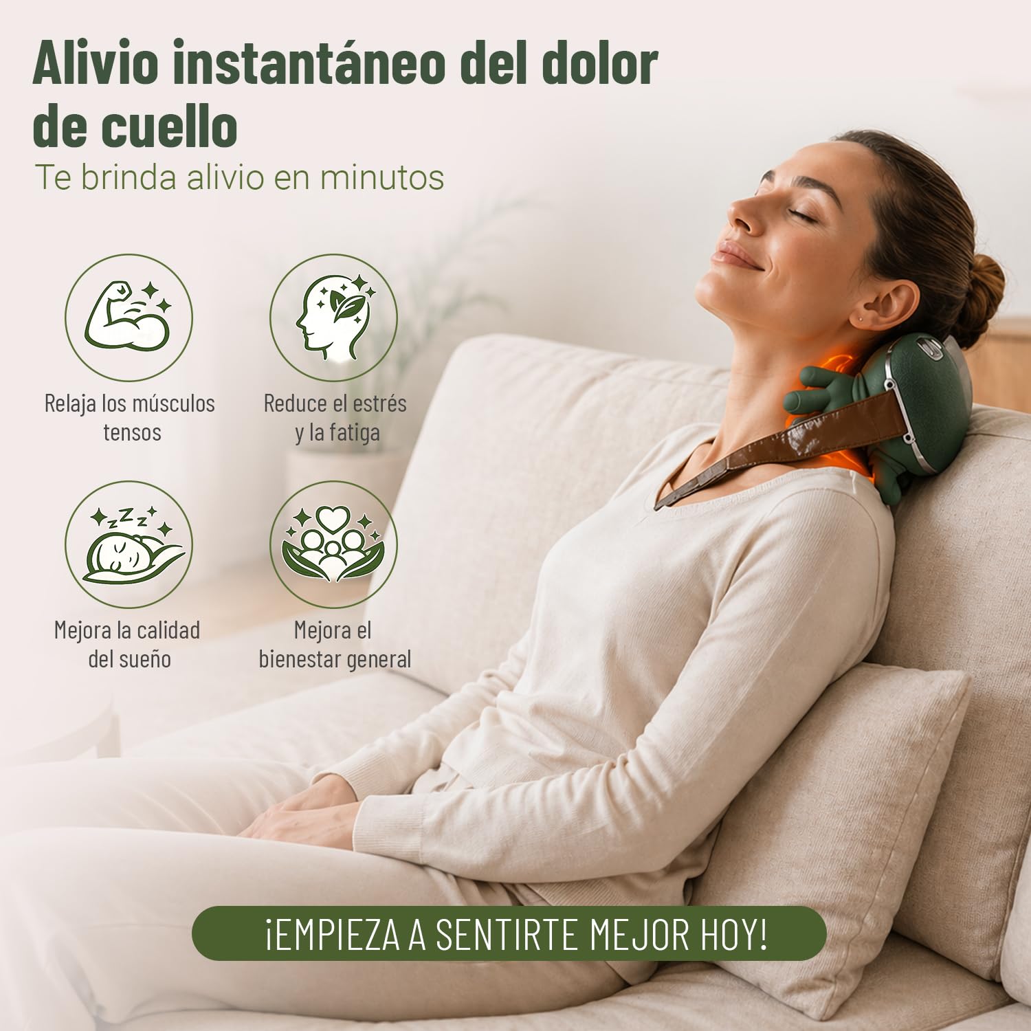 BeFit24 Masajeador Cervical 4D con Calor, Inalámbrico, Masajeador de Cuello, Hombros y Espalda, Alivio Rápido del Dolor y Contracturas, Relajación Profunda en Casa y Oficina, Ideal como Regalo